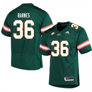 Men Andrew Barnes Green Hurricanes College Football #36 Jersey 306062-318