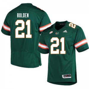 Men Bubba Bolden Green Miami College Football #21 Jersey 128254-392