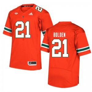Men Bubba Bolden Orange Hurricanes College Football #21 Jersey 278800-562