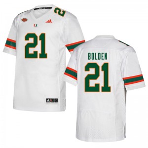 Men Bubba Bolden White Miami College Football #21 Jersey 172355-787