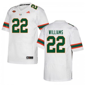 Men Cameron Williams White Miami College Football #22 Jersey 786012-529