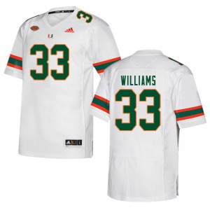 Men Chantz Williams White Miami College Football #33 Jersey 308859-979