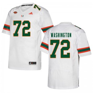 Men Chris Washington White Miami College Football #72 Jersey 433798-546