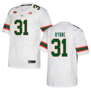 Men Connor Byrne White Hurricanes College Football #31 Jersey 499715-558