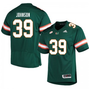Men Dante Johnson Green Hurricanes College Football #39 Jersey 751281-974