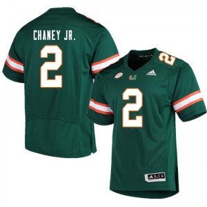 Men Donald Chaney Jr. Green Hurricanes College Football #2 Jersey 906921-947