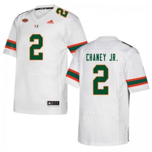 Men Donald Chaney Jr. White Miami Hurricanes College Football #2 Jersey 708002-986
