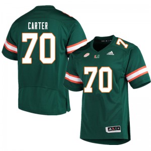 Men Earnest Carter Green University of Miami College Football #70 Jersey 504213-999