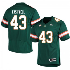 Men Isaiah Cashwell Green Miami Hurricanes College Football #43 Jersey 146088-774