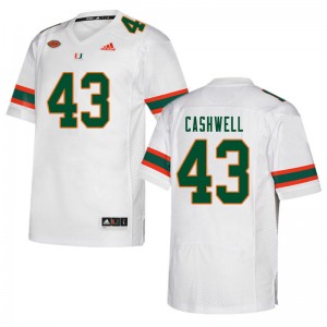 Men Isaiah Cashwell White Miami College Football #43 Jersey 940510-593