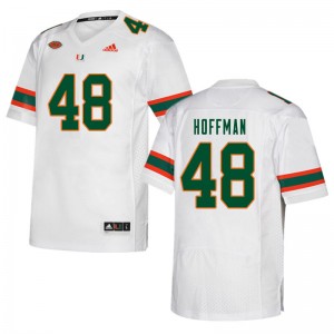 Men Jake Hoffman White University of Miami College Football #48 Jersey 778097-807