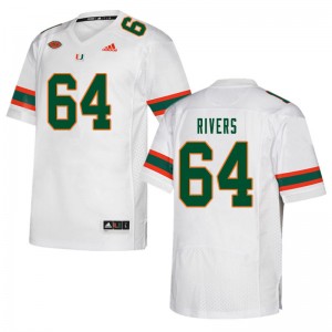 Men Jalen Rivers White Miami Hurricanes College Football #64 Jersey 708283-899