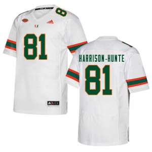 Men Jared Harrison-Hunte White University of Miami College Football #81 Jersey 755444-403