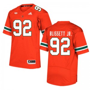 Men Jason Blissett Jr. Orange Miami College Football #92 Jersey 273862-349