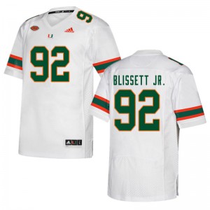 Men Jason Blissett Jr. White Miami College Football #92 Jersey 802133-724