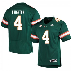 Men Jaylan Knighton Green Miami College Football #4 Jersey 278169-739