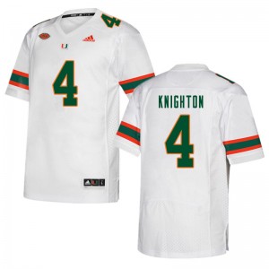 Men Jaylan Knighton White Miami Hurricanes College Football #4 Jersey 601507-339
