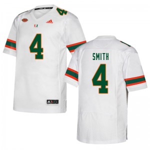 Men Keontra Smith White Miami College Football #4 Jersey 772557-893