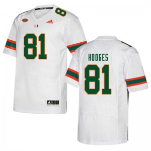 Men Larry Hodges White University of Miami College Football #81 Jersey 103184-304