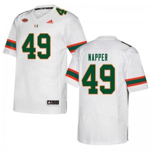 Men Mason Napper White University of Miami College Football #49 Jersey 231733-339