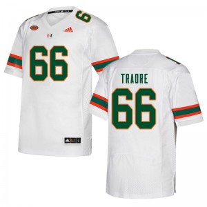 Men Ousman Traore White Hurricanes College Football #66 Jersey 766461-719