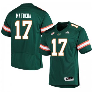 Men Peyton Matocha Green University of Miami College Football #17 Jersey 487495-527