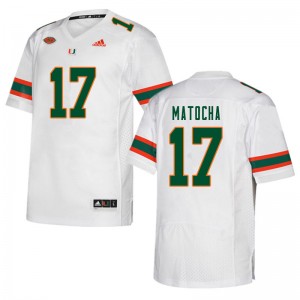 Men Peyton Matocha White Hurricanes College Football #17 Jersey 907921-223