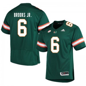 Men Sam Brooks Jr. Green University of Miami College Football #6 Jersey 898630-731