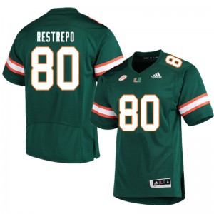 Men Xavier Restrepo Green University of Miami College Football #80 Jersey 168416-750