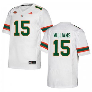 Men Avantae Williams White University of Miami College Football #15 Jersey 738984-666