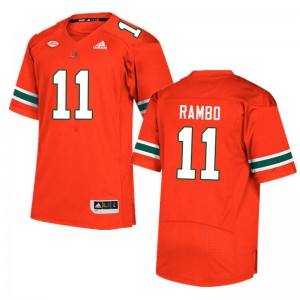Men Charleston Rambo Orange University of Miami College Football #11 Jersey 112945-363