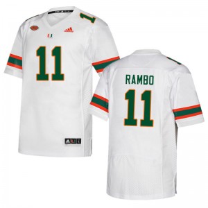 Men Charleston Rambo White Miami College Football #11 Jersey 141403-117