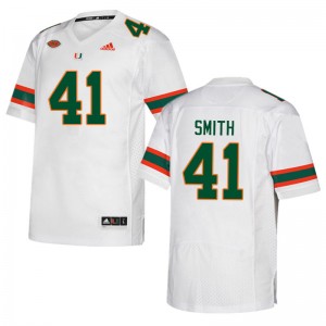 Men Chase Smith White University of Miami College Football #41 Jersey 390921-529