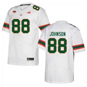 Men Dante Johnson White Miami College Football #88 Jersey 211347-408