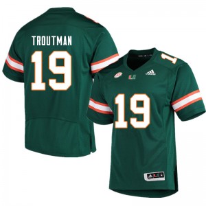 Men Deshawn Troutman Green University of Miami College Football #19 Jersey 432039-897