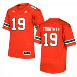 Men Deshawn Troutman Orange Miami College Football #19 Jersey 953067-323