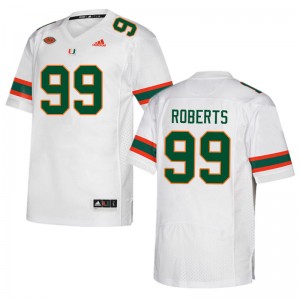 Men Elijah Roberts White Miami Hurricanes College Football #99 Jersey 708201-441