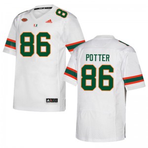 Men Fred Potter White Miami College Football #86 Jersey 619450-963