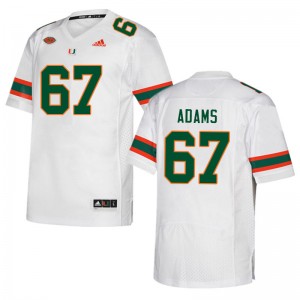 Men Gavin Adams White Hurricanes College Football #67 Jersey 865939-700