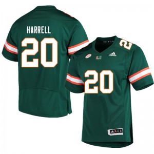 Men Jalen Harrell Green Miami Hurricanes College Football #20 Jersey 310907-658