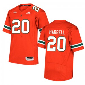 Men Jalen Harrell Orange Miami College Football #20 Jersey 952347-376
