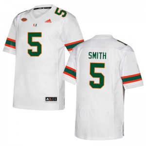 Men Keyshawn Smith White Miami College Football #5 Jersey 579610-745