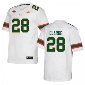 Men Marcus Clarke White Miami College Football #28 Jersey 804073-374