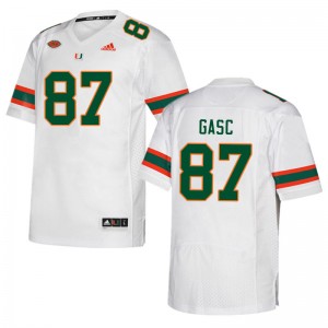 Men Matias Gasc White Hurricanes College Football #87 Jersey 412431-870