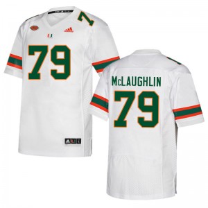 Men Michael McLaughlin White University of Miami College Football #79 Jersey 406652-334