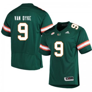 Men Tyler Van Dyke Green Miami College Football #9 Jersey 748259-793