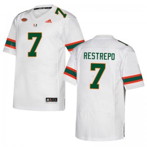 Men Xavier Restrepo White Miami College Football #7 Jersey 595925-140