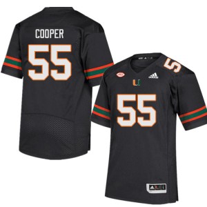 Men Anez Cooper Black Hurricanes College Football #55 Jersey 423483-742