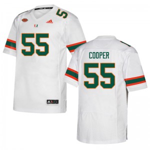 Men Anez Cooper White Miami College Football #55 Jersey 652768-773