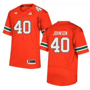 Men Caleb Johnson Orange Miami Hurricanes College Football #40 Jersey 724016-393